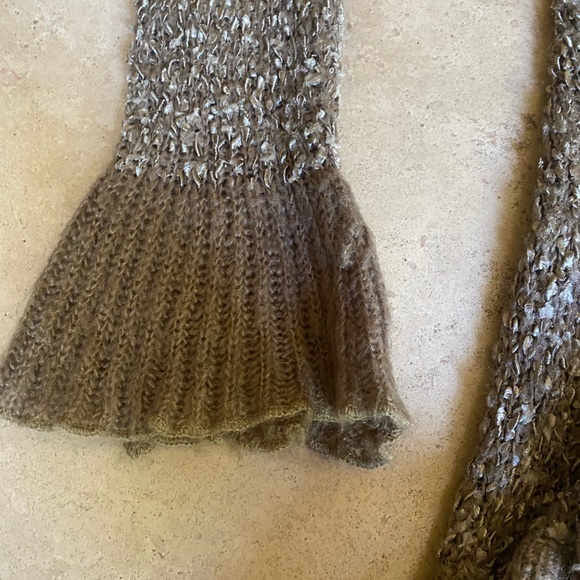 Vintage Lily & Taylor Brown Ruffle Collar Bell Sleeve Cardigan | Large - Picture 8 of 9